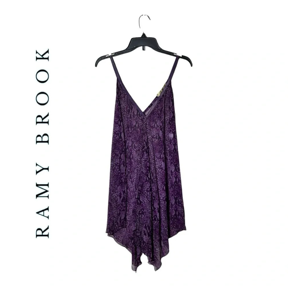 1890. RAMY BROOK SPAGHETTI STRAP 100% SILK SNAKE SKIN PATTERN SHEER TUNIC ONE SZ